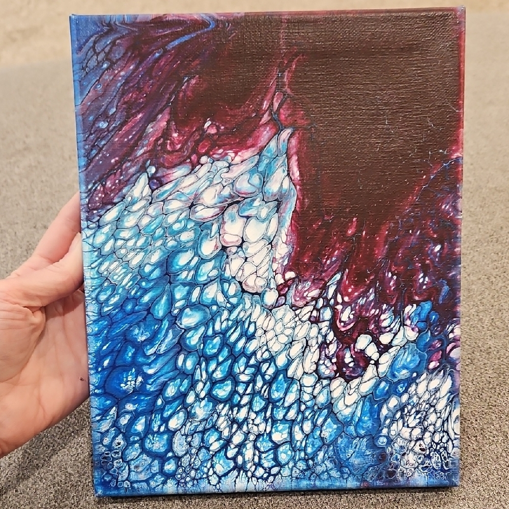 Abstract Blue and Plum Canvas Art